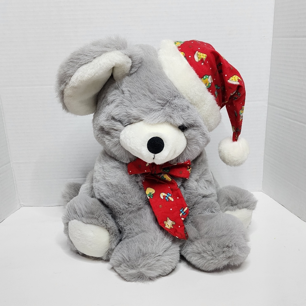 Vintage 1980s Christmas Themed Mouse Plush